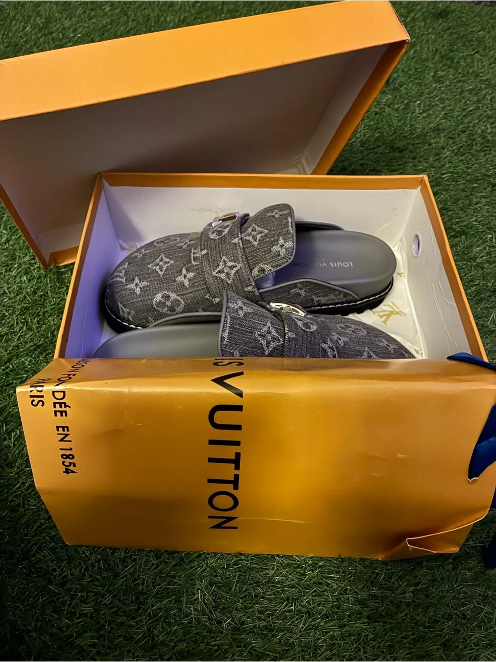 Louis Vuitton Gray Monogram Mule Clogs